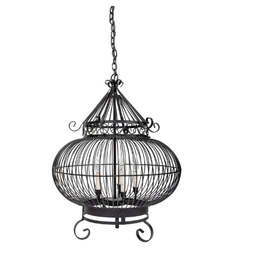 Vintage Wrought Iron Birdcage Hanging Light