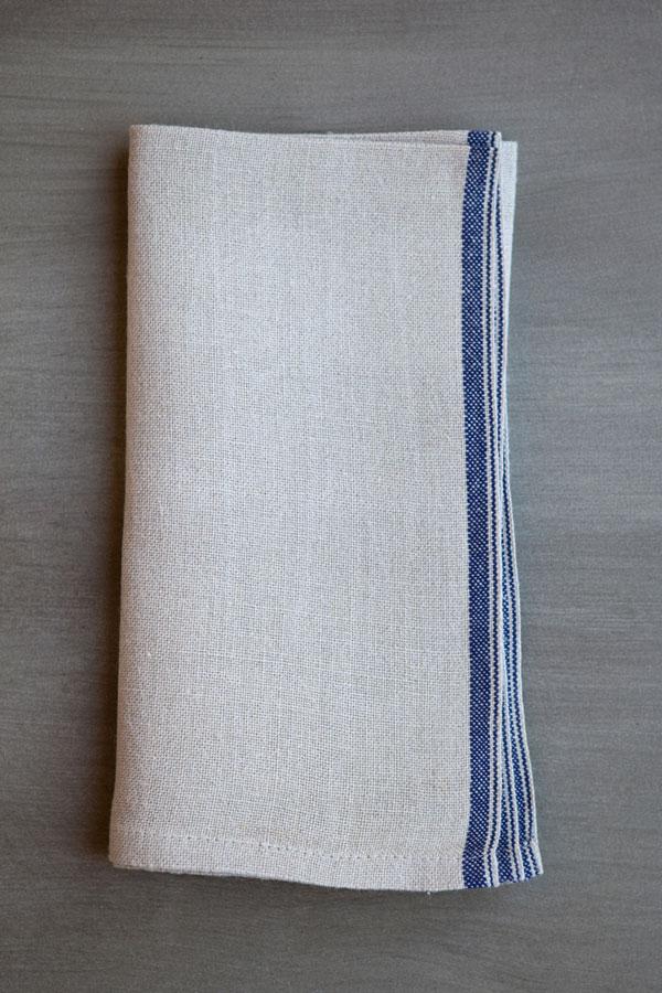 Mungo - Linen Selvedge Serviette Napkin with Colored Edge | Cobalt