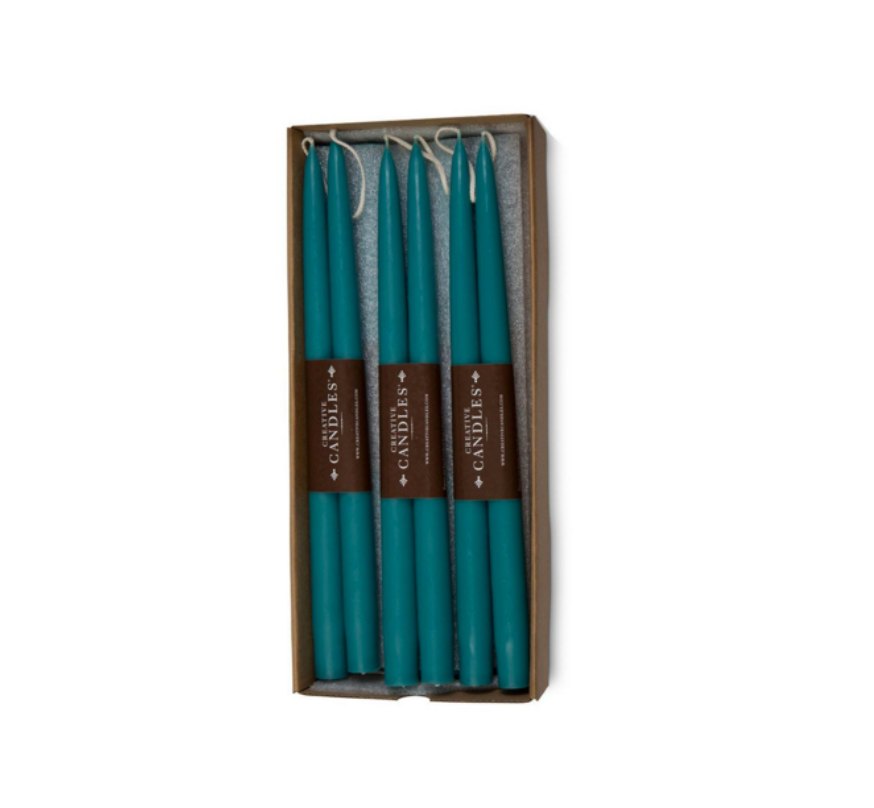 Dripless Taper Candles in Turquoise | 9" (Pair)