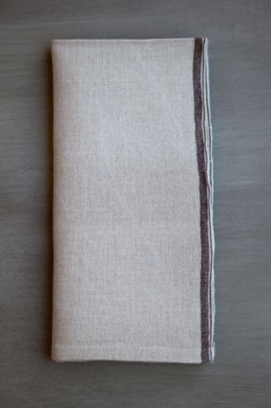 Mungo - Linen Selvedge Serviette Napkin with Colored Edge | Cocoa