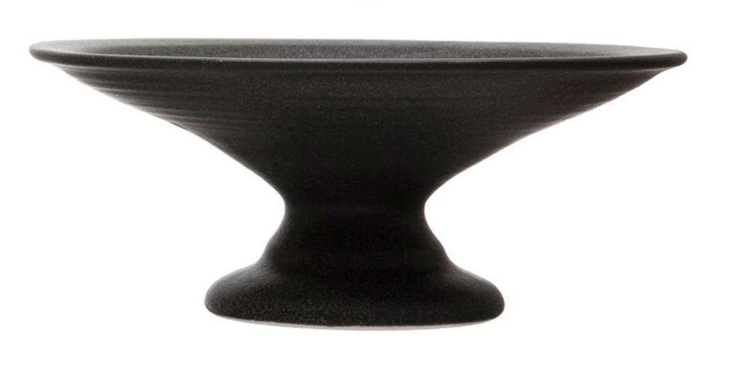 Stoneware Pedestal w/Matte Finish | Black | L