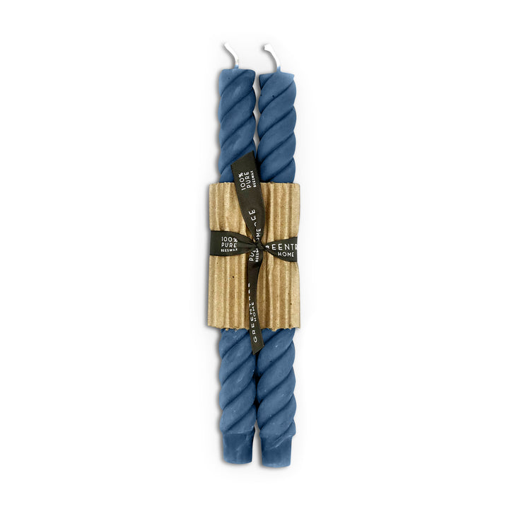 Greentree Home - Rope Beeswax Tapers in Blue Slate (Pair)