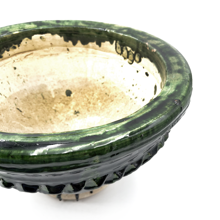 Moroccan-Hand-Thrown-Rustic-pottery-planter-with-green-Glaze