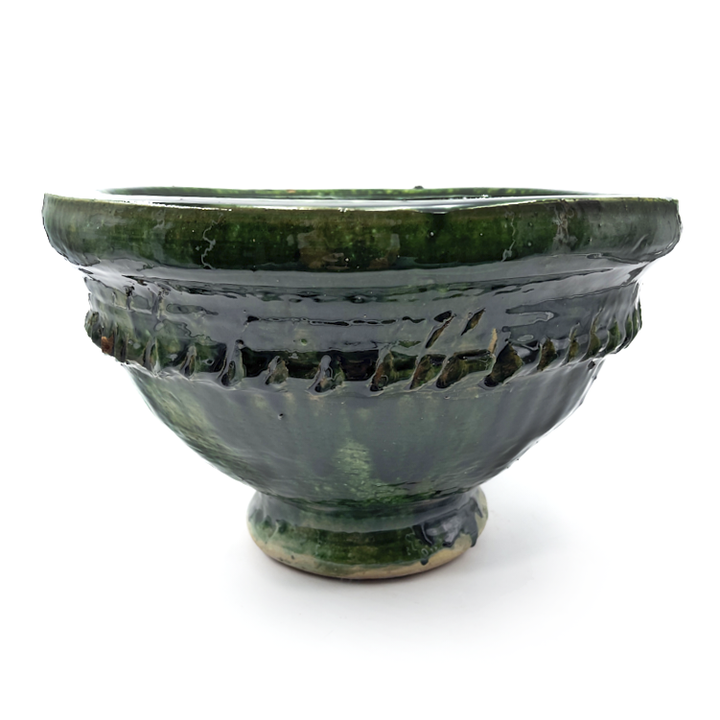  Moroccan-Hand-Thrown-Rustic-pottery-planter-with-green-Glaze