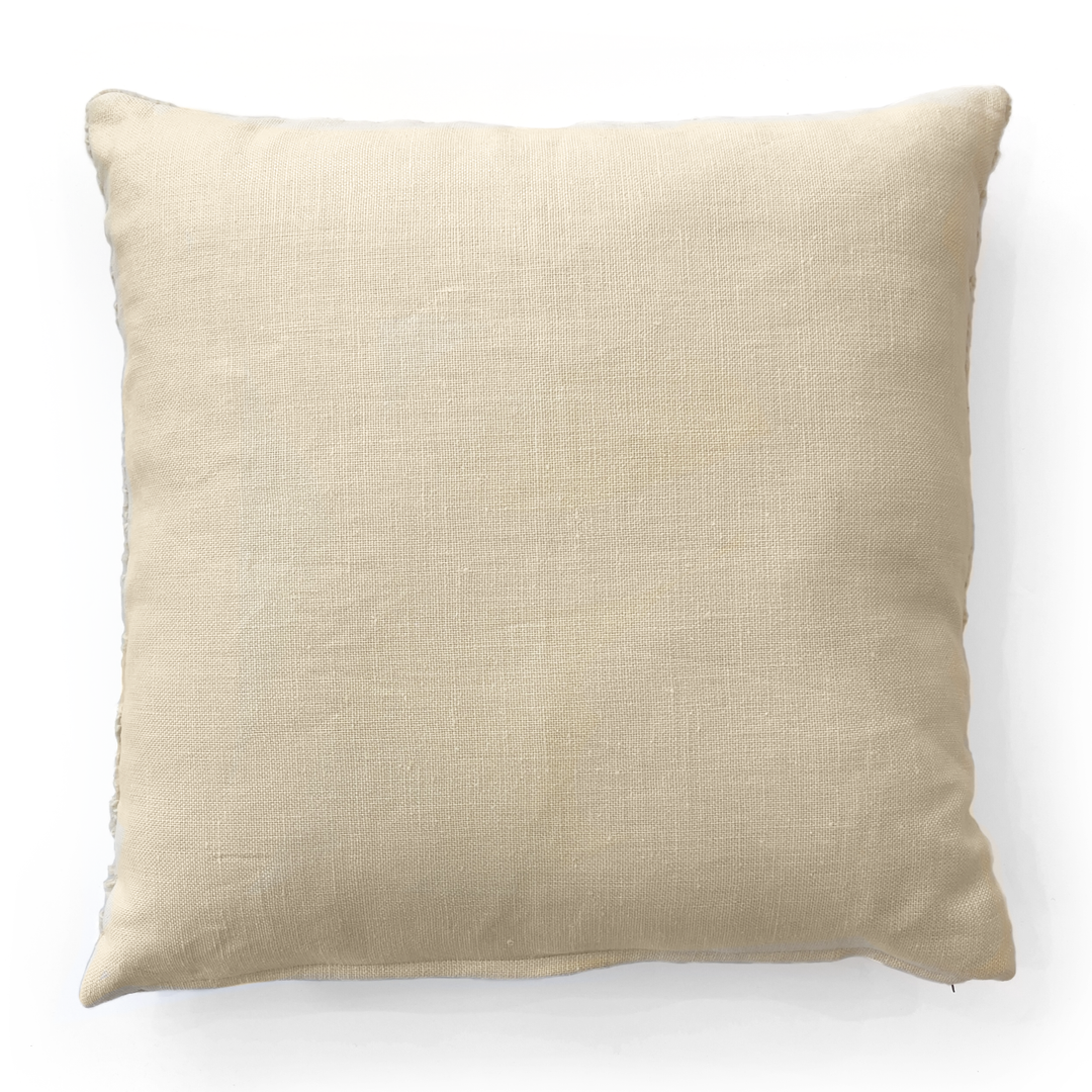 Custom 24" x 24" Pillow Made From a Hand Loomed Cream Wool Textile